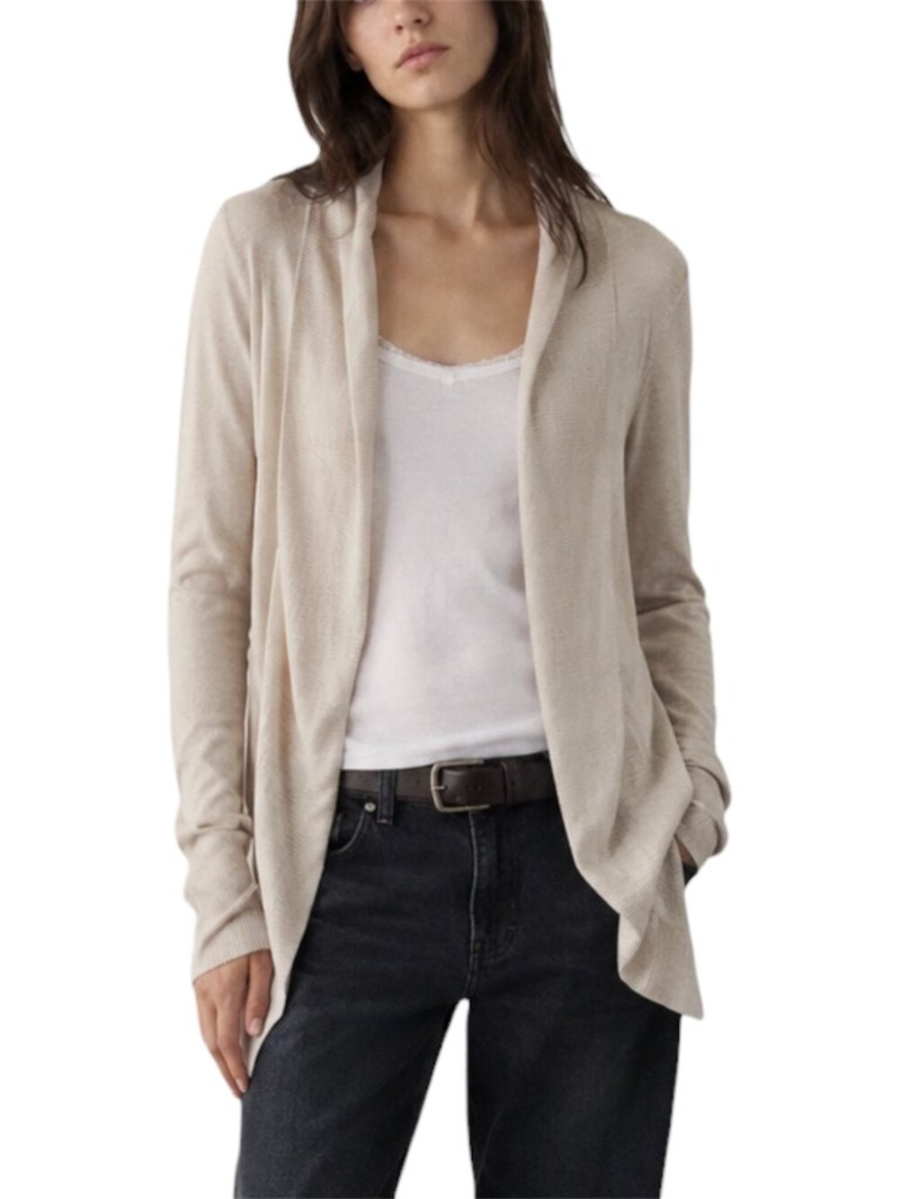 Size XS Merona Light Heather Brown Open Front Flowy Cardigan 